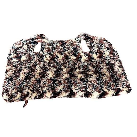 CCC Faux Fur Girls Fluffy Cozy Open Front Brown Black Cream Leopard Plush Vest - Picture 6 of 6